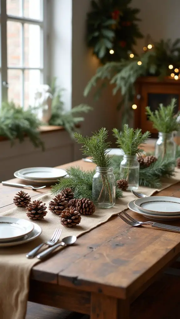 rustic ambiance with pinecones