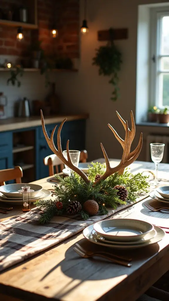 rustic antler holiday decor