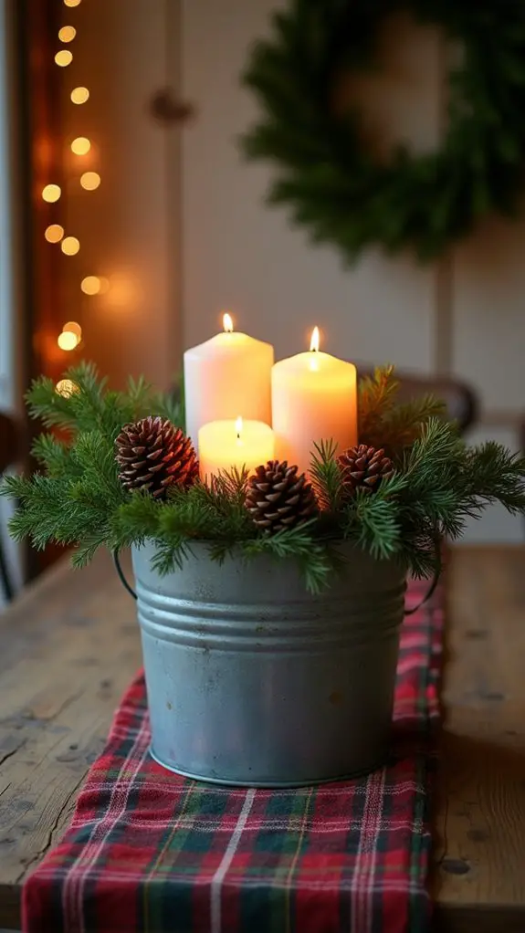 rustic candle centerpiece arrangement