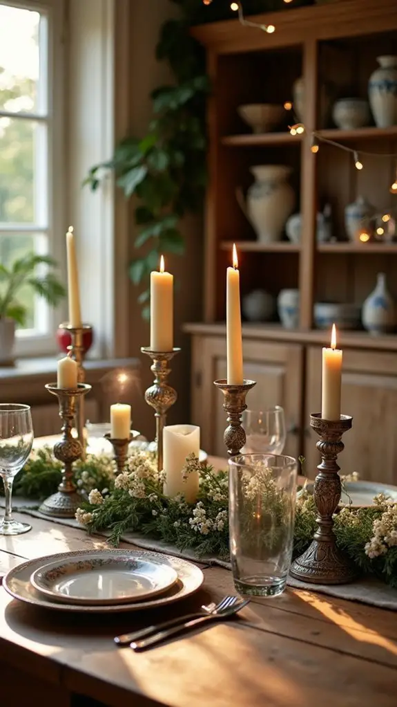 rustic candle holders glow