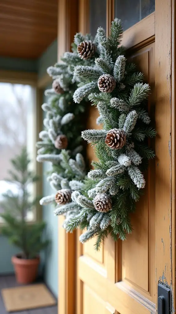 rustic flocked cedar wreath