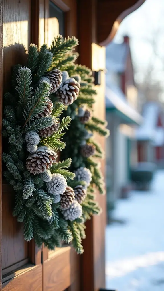 rustic frosted pinecone wreath