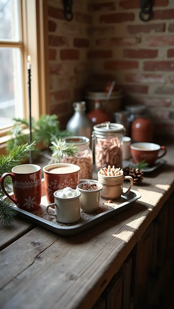 rustic hot cocoa setup