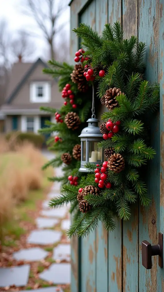 rustic lantern greenery wreath