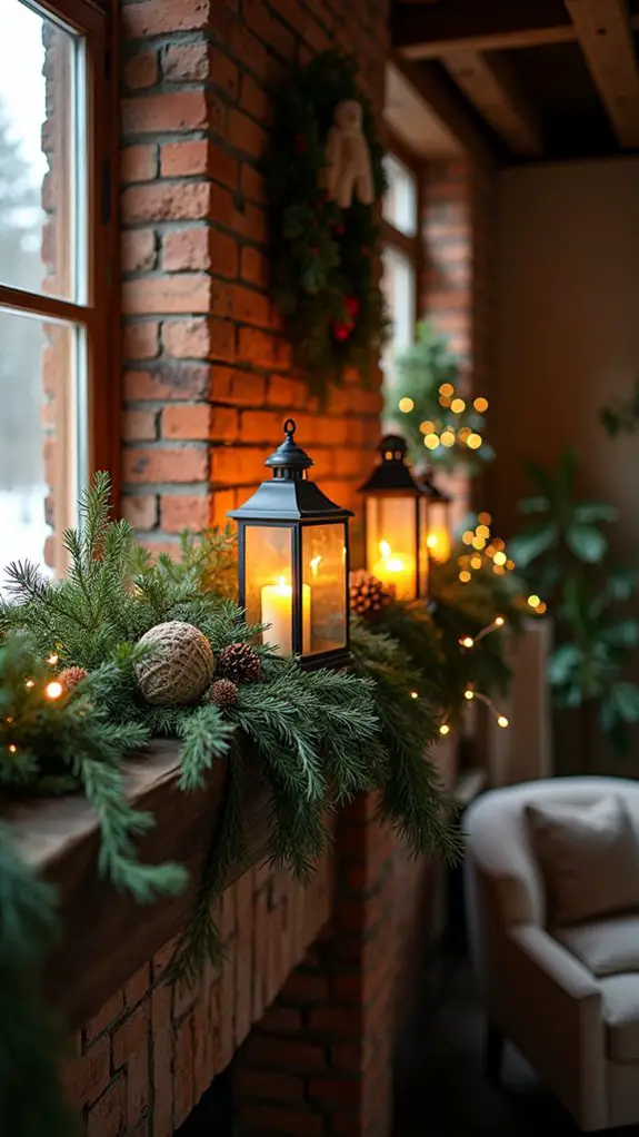 rustic lanterns with greenery