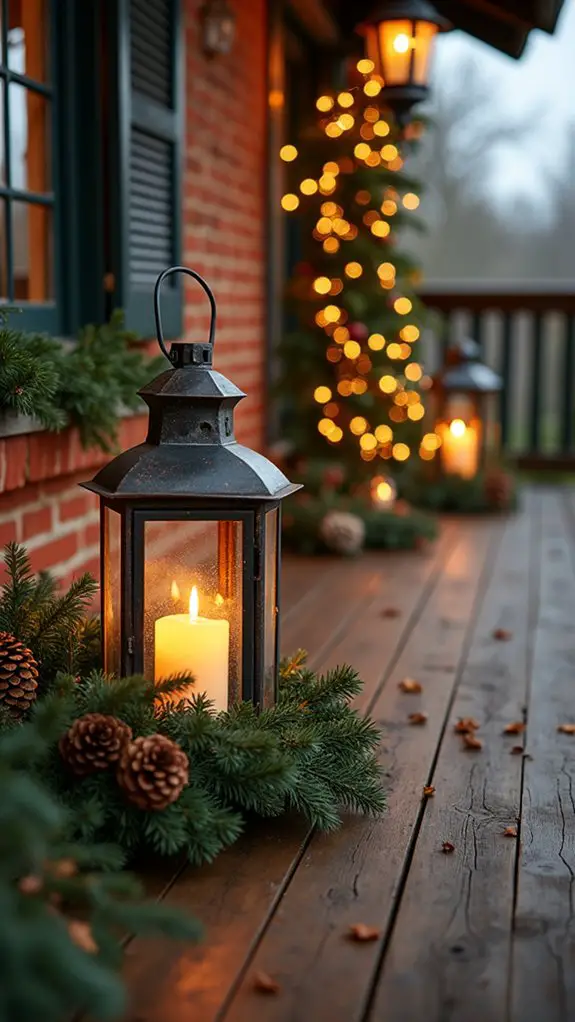 rustic lanterns with greens
