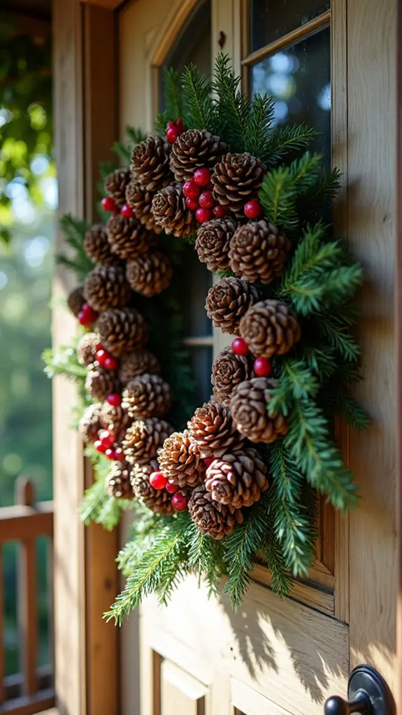 rustic pinecone berry wreath