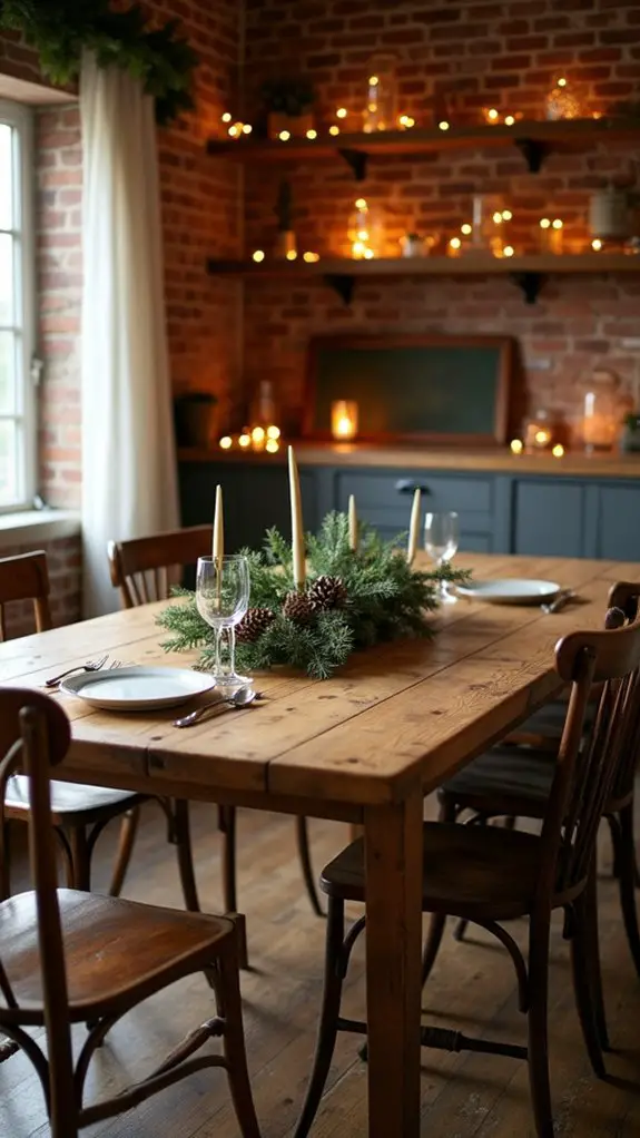 rustic reclaimed wood table settings