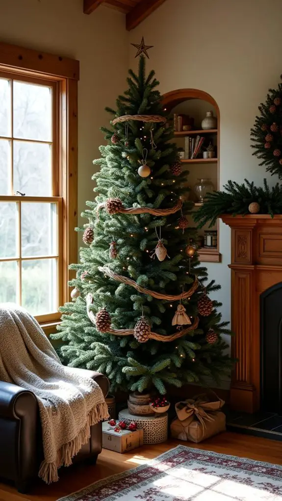 rustic tree with natural decor