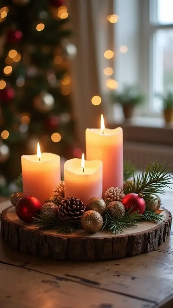 rustic wood candle centerpiece