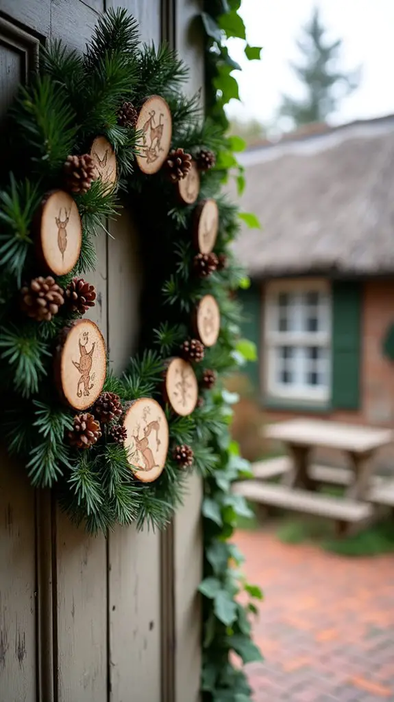 rustic wood slice accents