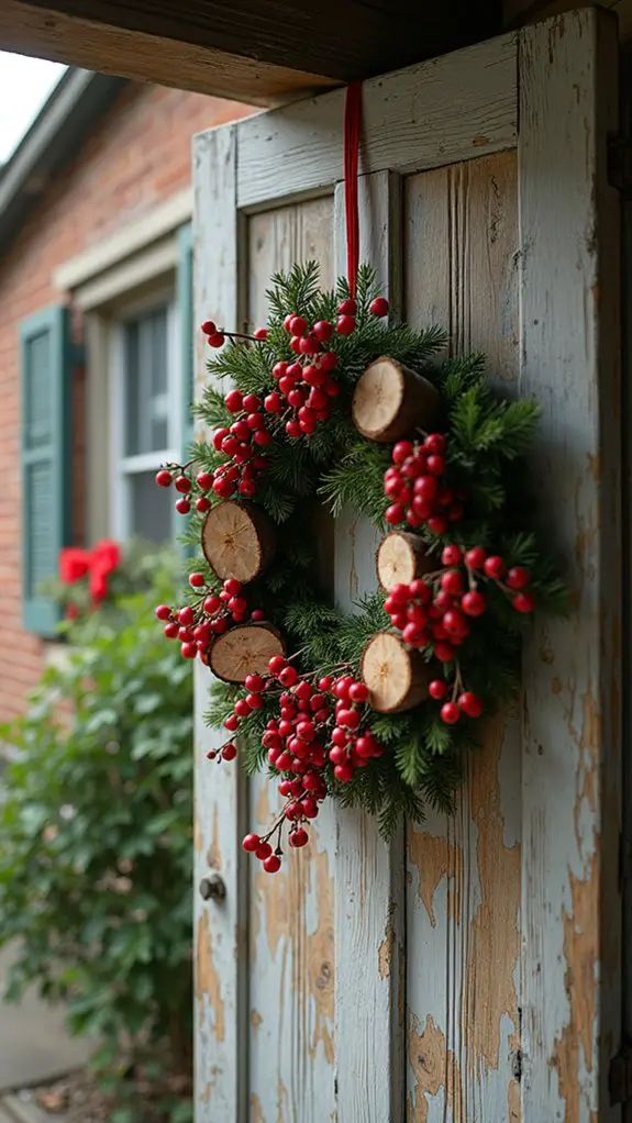 rustic wood slice wreath