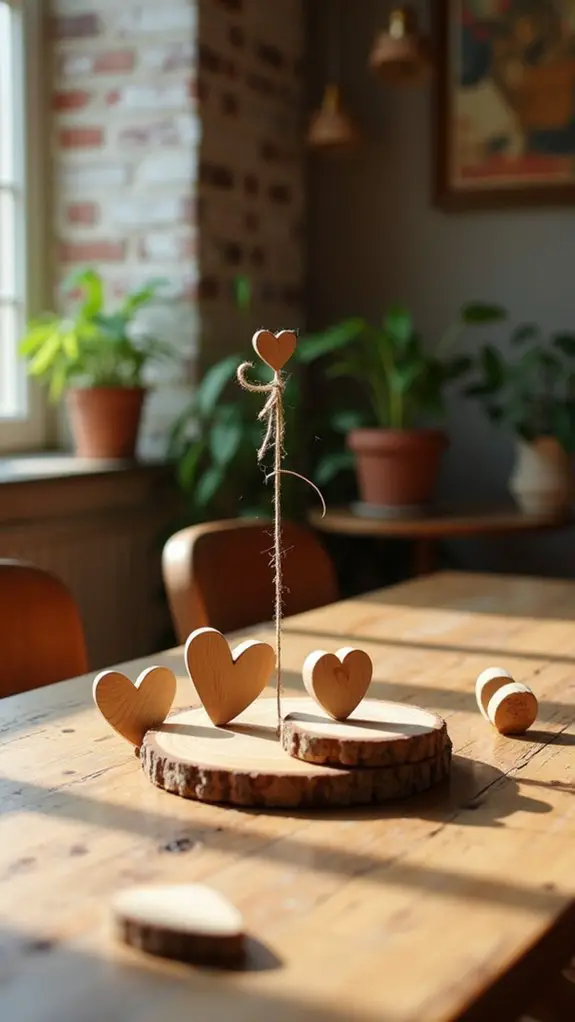 rustic wooden heart ornaments