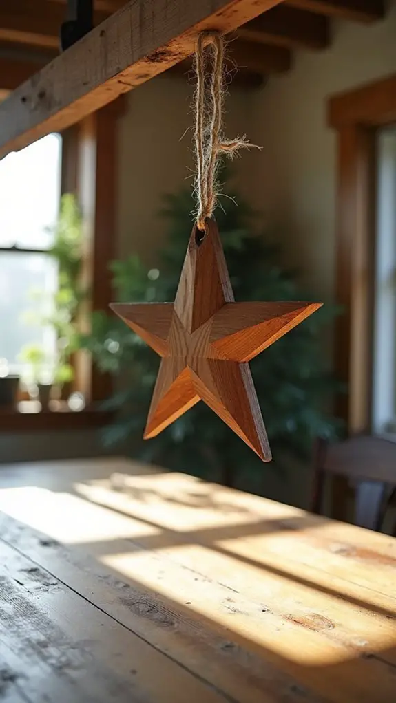 rustic wooden star ornaments