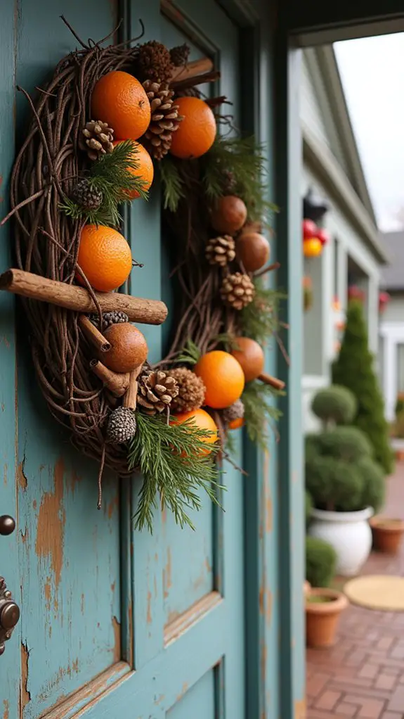 rustic wreath with embellishments