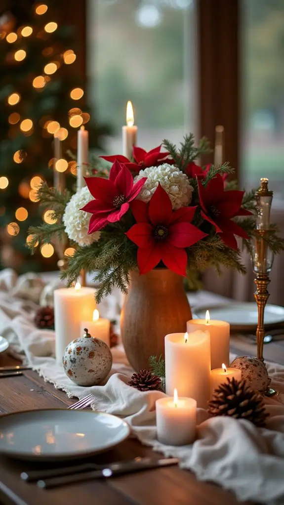 seasonal bouquet with candles