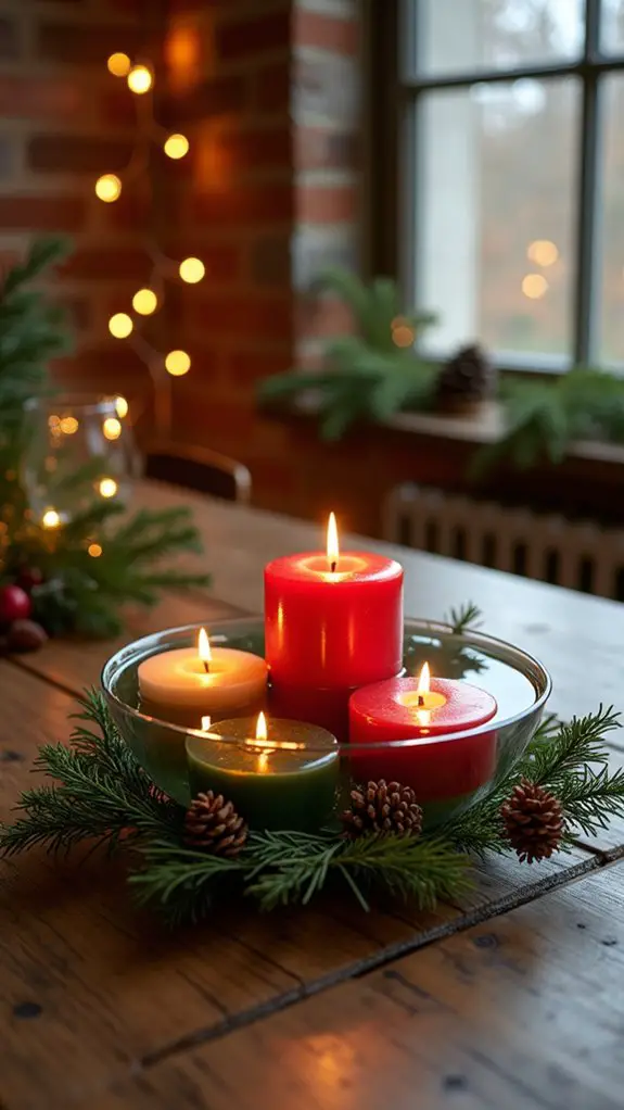 seasonal floating candle centerpiece