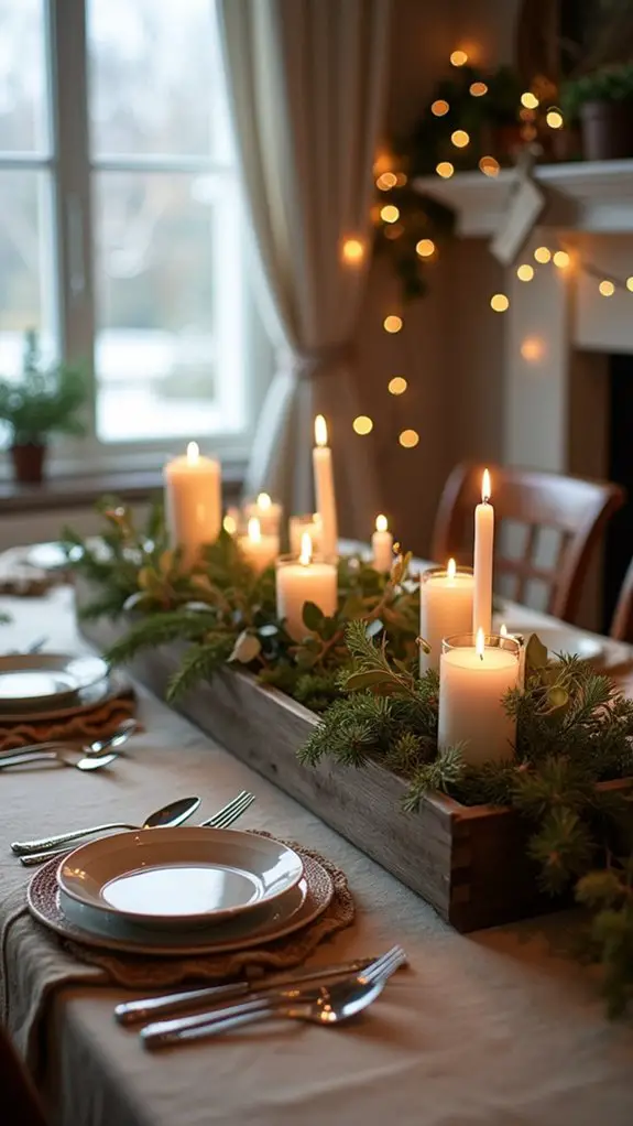 seasonal greens table centerpieces