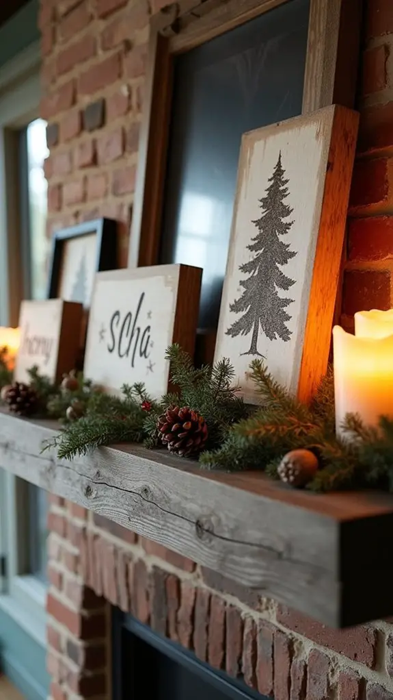 seasonal rustic wooden signage