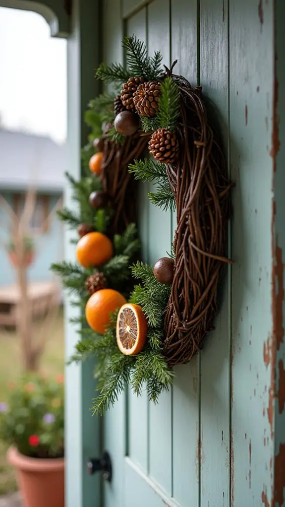 seasonal wreath with embellishments