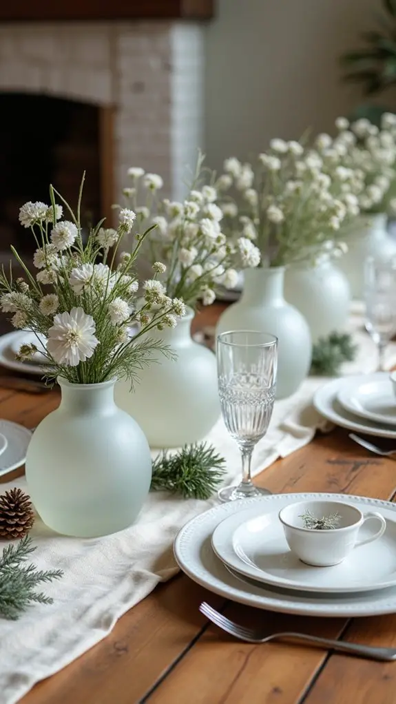serene frosted glass centerpieces