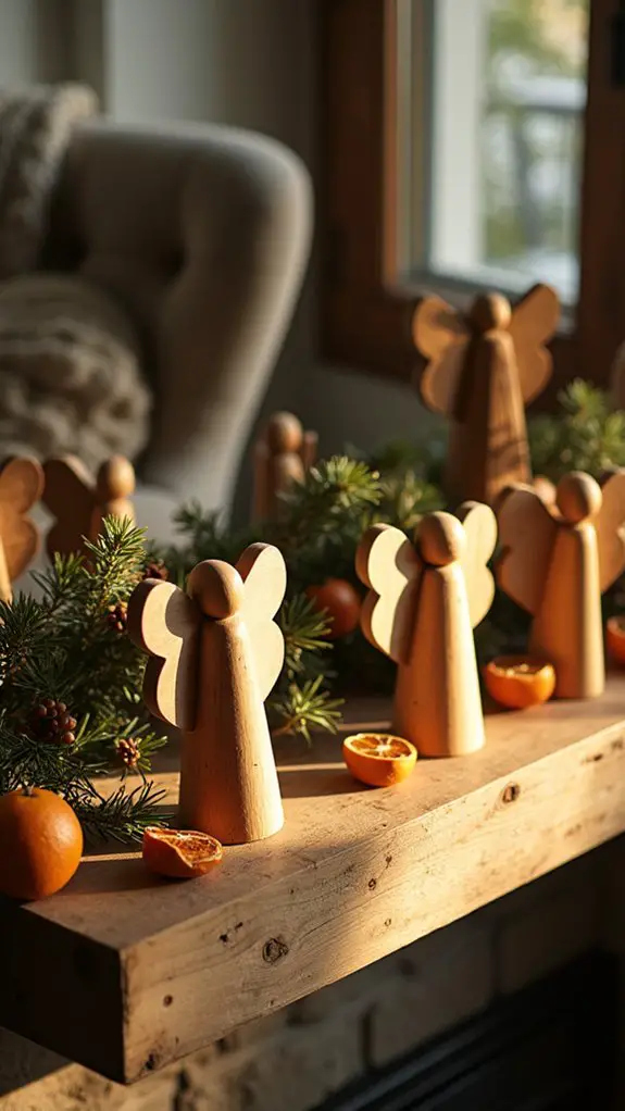 serene wooden angel ornaments