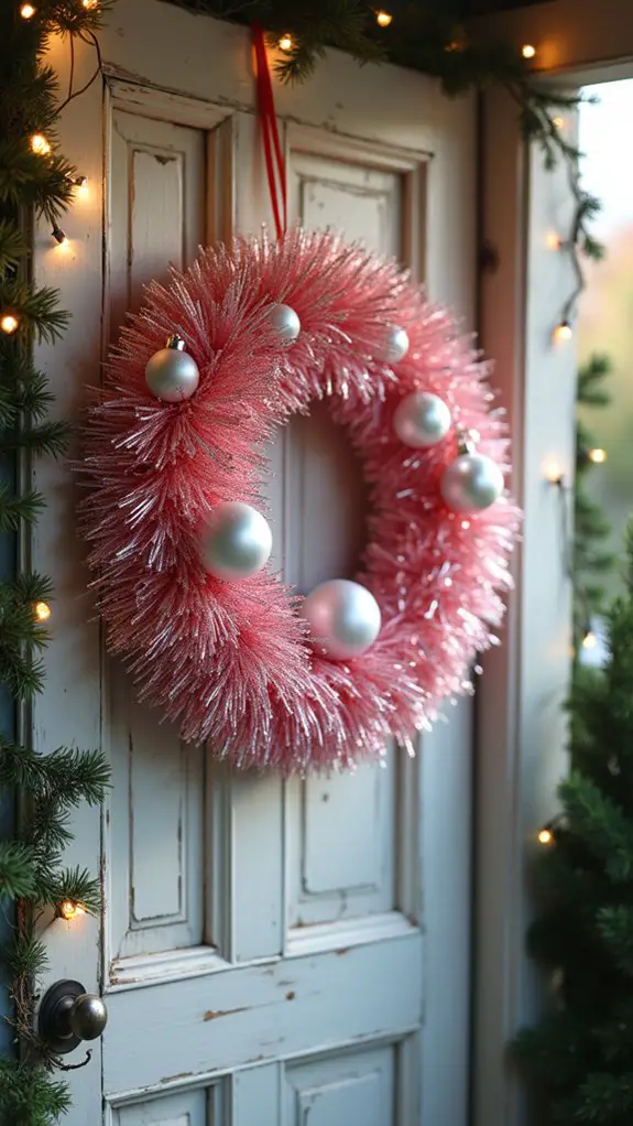 shimmering pink holiday wreath
