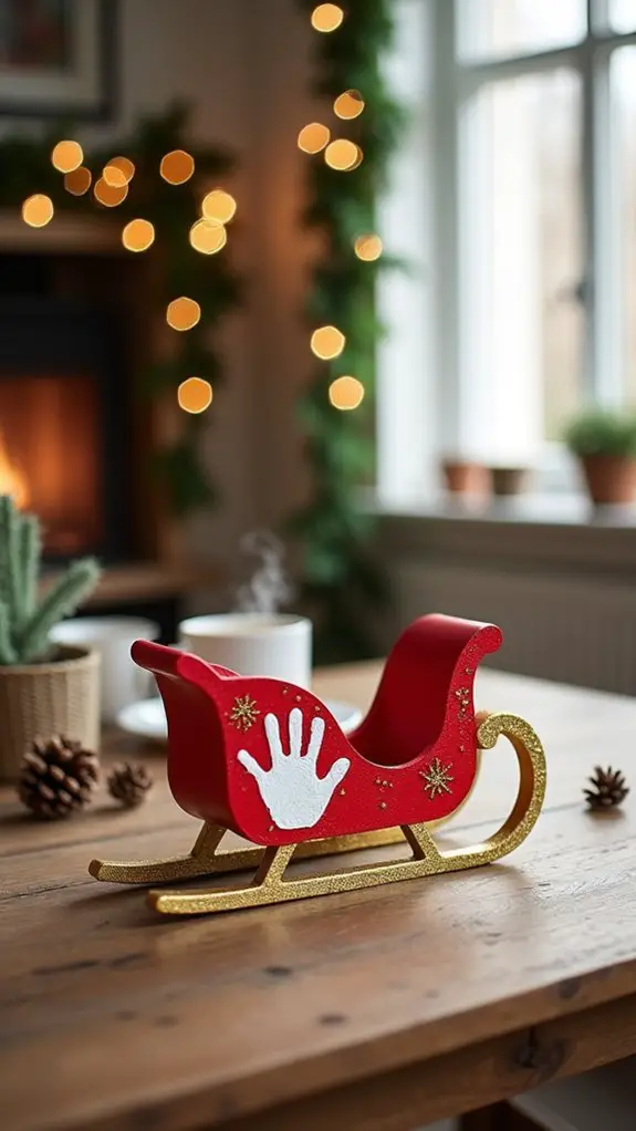sleigh ornament handprint craft