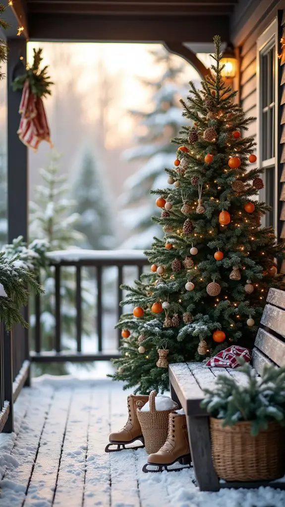 snowy holiday tree decorations