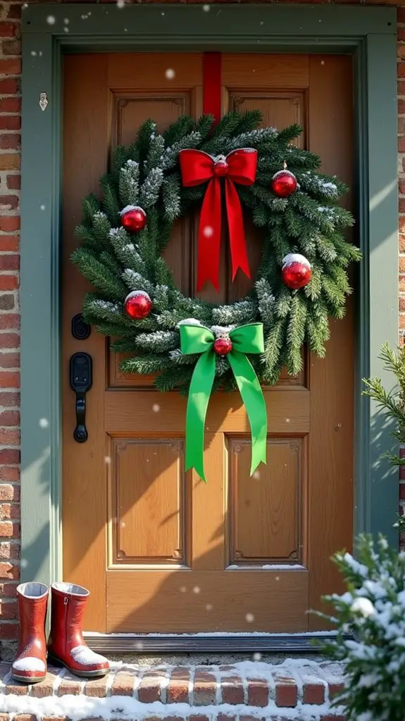 snowy holiday wreath decor