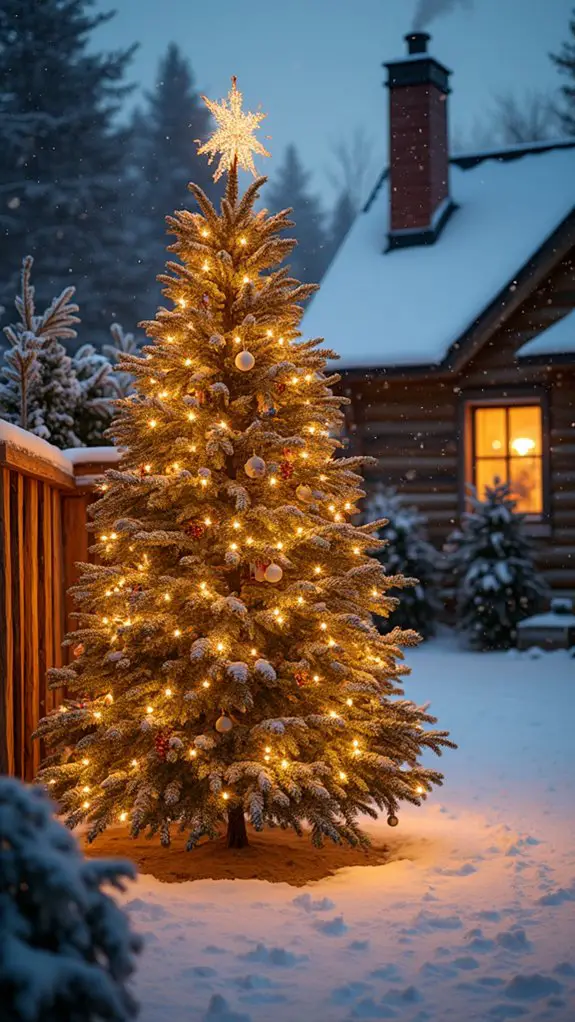 snowy night christmas tree
