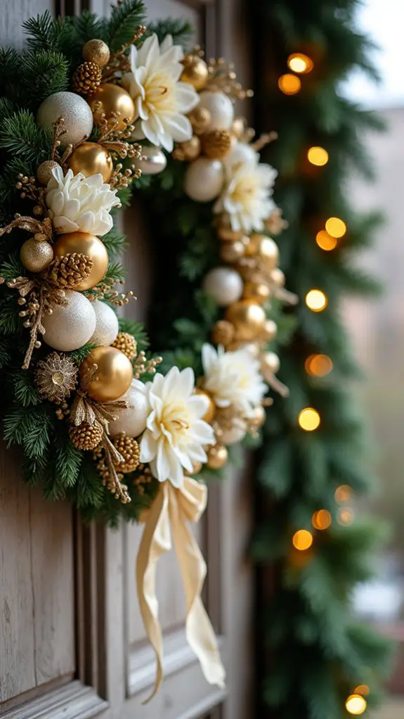 sophisticated gold and white wreath