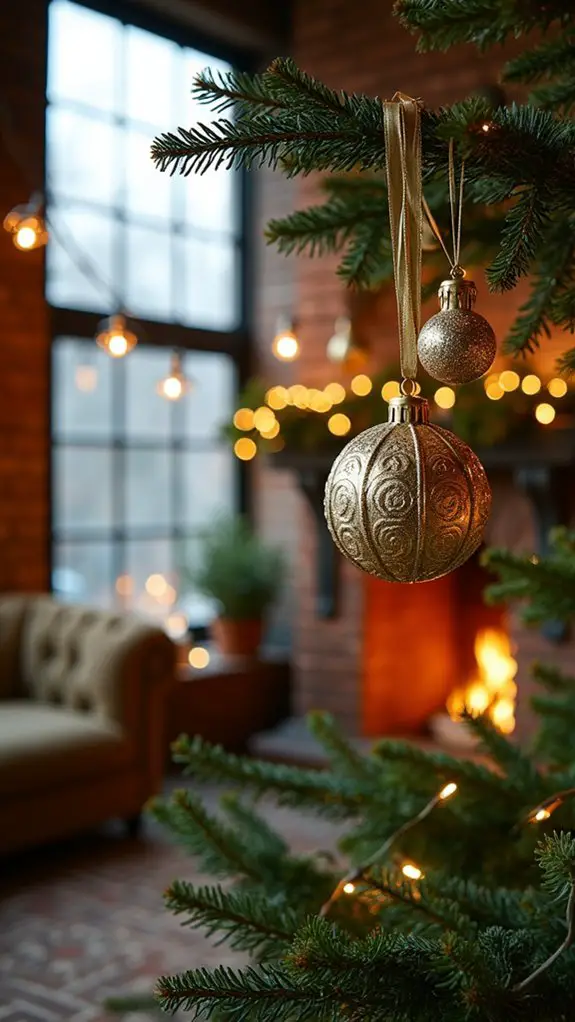 sophisticated golden ribbon ornaments