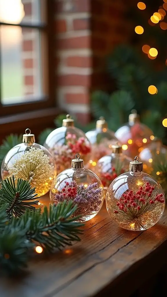 sparkling floral resin orbs