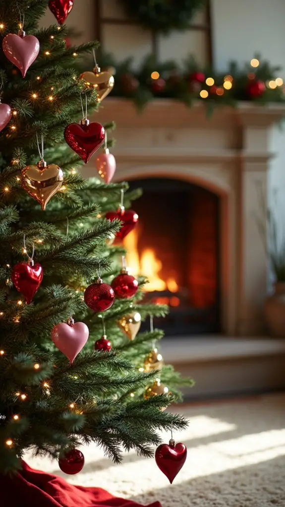 sparkling heart ornaments warmth