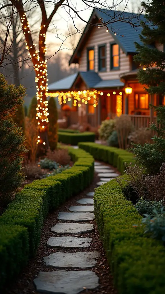 sparkling holiday hedge lights
