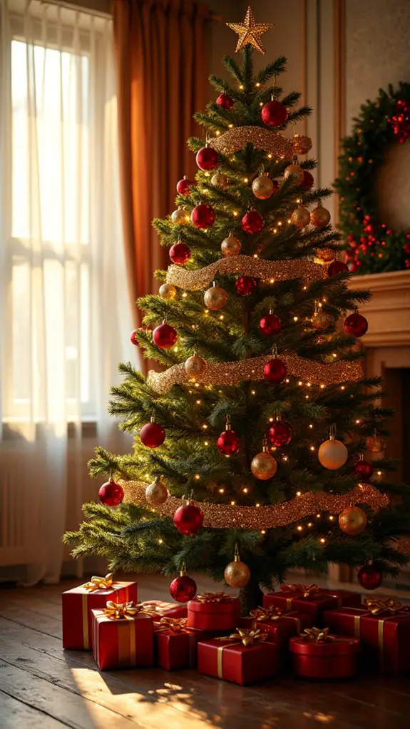 sparkling red and gold