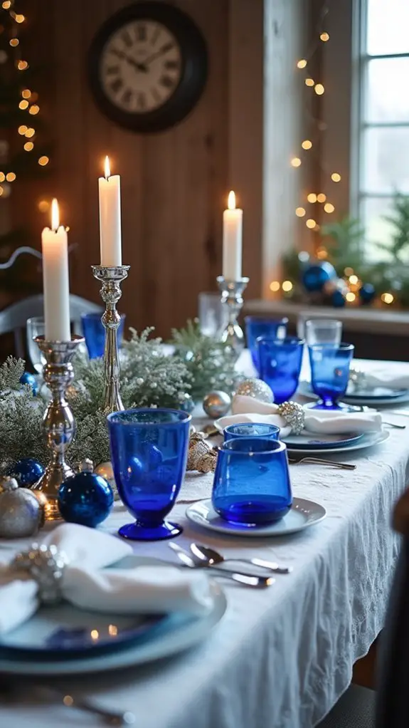 sparkling silver and blue