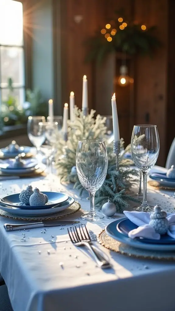 sparkling silver table decor