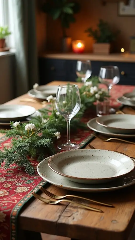 textured christmas table setting