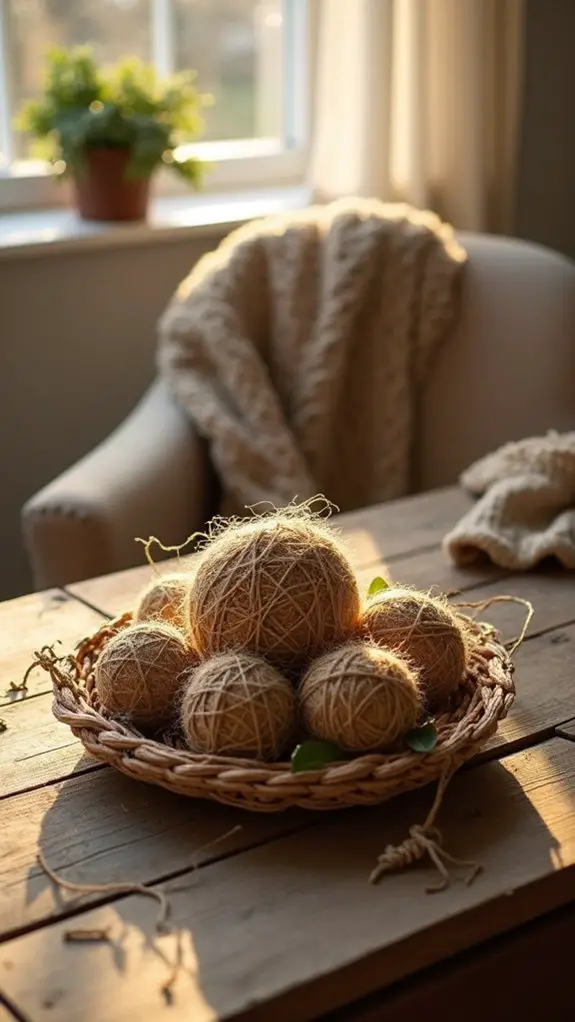 twine wrapped holiday decorations