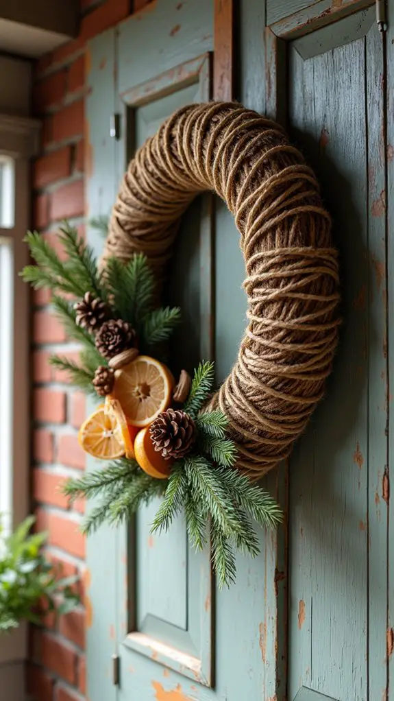 twine wreath with rustic accents