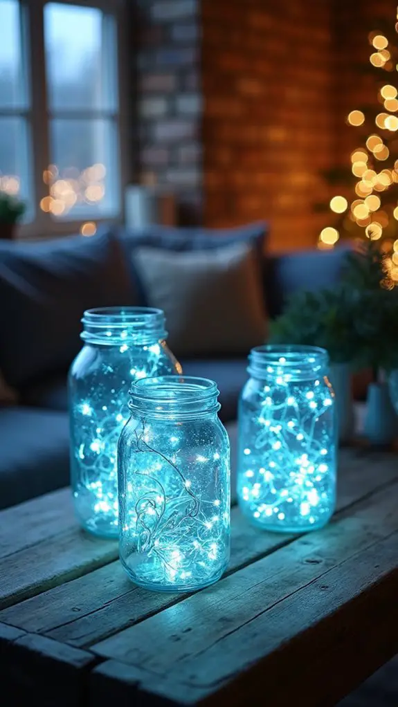 twinkling blue fairy lights