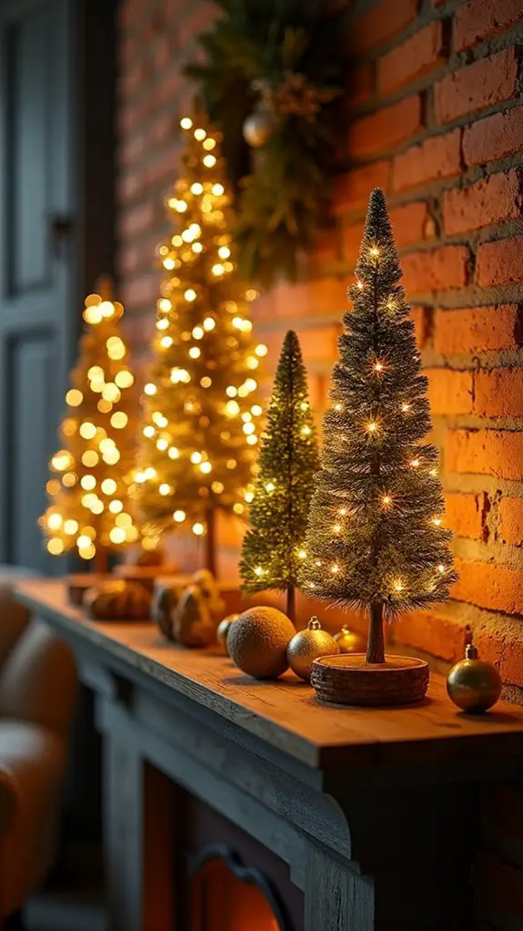 twinkling festive miniature trees