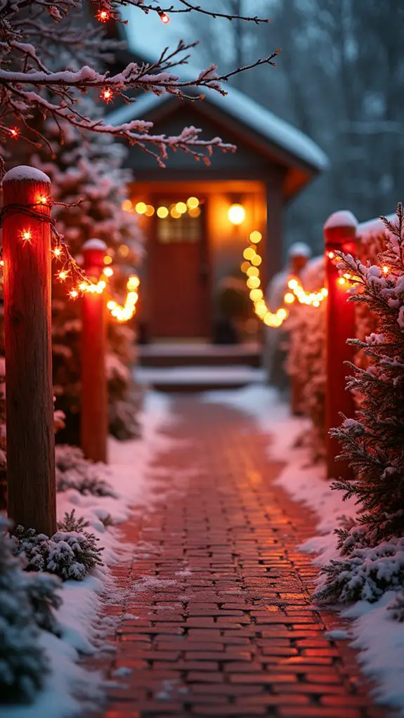 twinkling festive pathway lights
