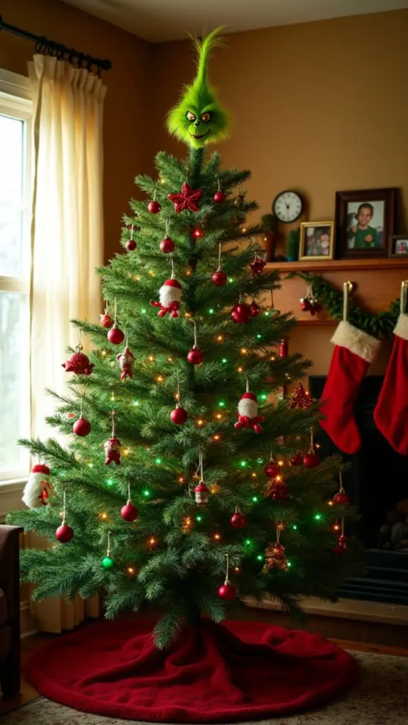 twinkling grinch themed holiday decorations