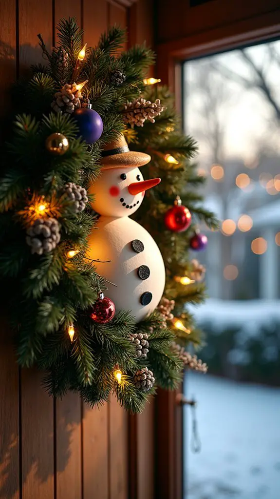 twinkling lights enhance wreath