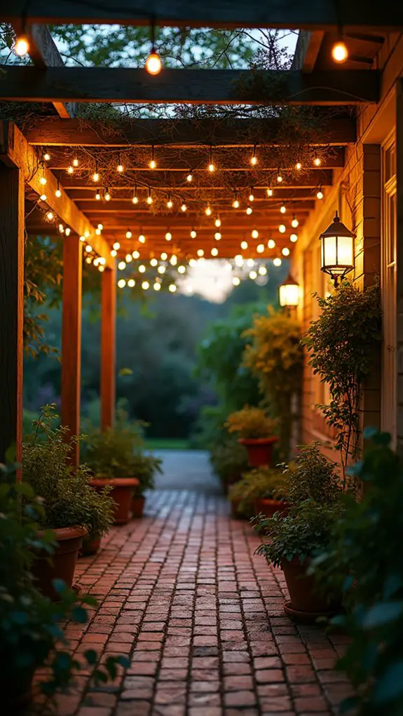 twinkling net lights installation