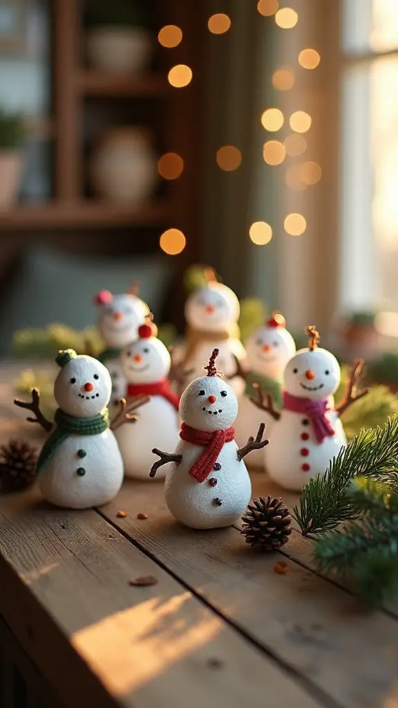 unique handmade clay snowmen