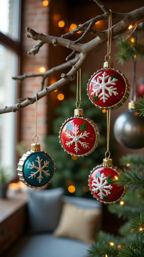 upcycled bottle cap ornaments